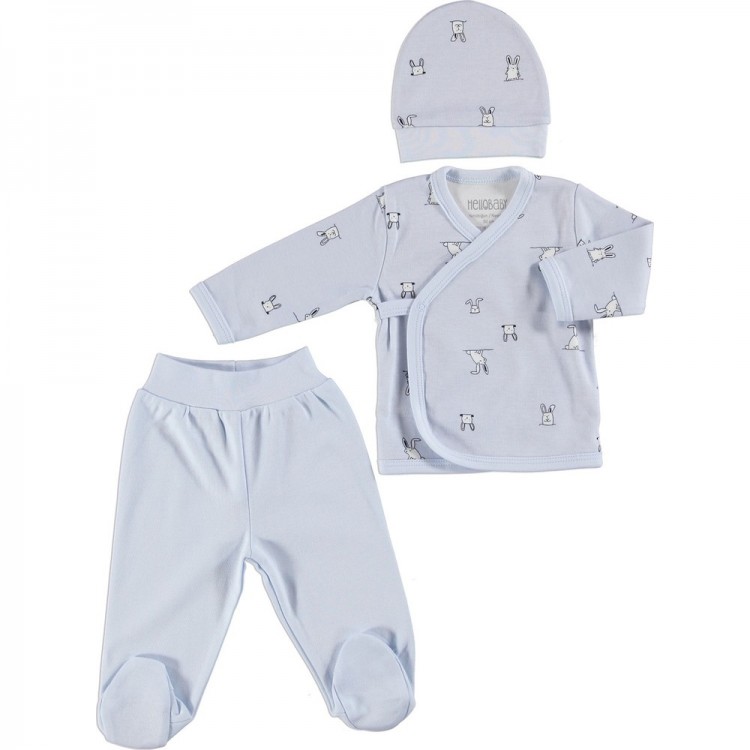 Hello Baby Bebek Zıbın Şapka Patikli Alt 3'lü Set